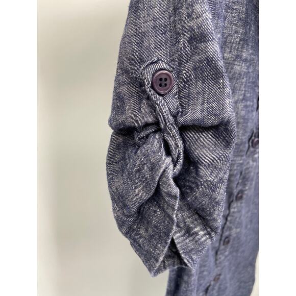 THEORY Mayvine Tierra Wash Dress Deep Denim Pockets Button Up Size 4 - Picture 6 of 7